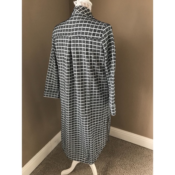 Longline open checkered duster Coat - Picture 5 of 6
